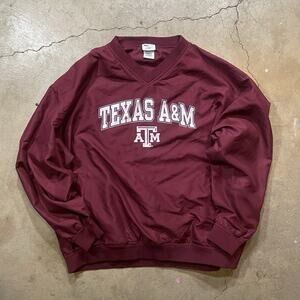 Vintage Texas A&M Aggies Windbreaker V-Neck Pullover Maroon Logo XL